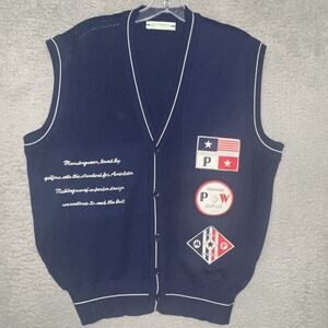 VTG Munsingwear x Paris Sport Sweater Vest Men's Size S/M Blue Embroidered Golf